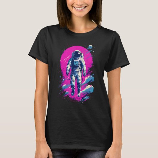 Astronaut Vaporwave Aesthetic Retro Glitch Spacema T-shirt (Voorkant)