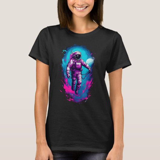 Astronaut Vaporwave Aesthetic Retro Glitch Spacema T-shirt (Voorkant)
