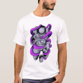 Astronaut vecht tegen octopus sticker t-shirt (Voorkant)