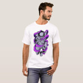 Astronaut vecht tegen octopus sticker t-shirt (Voorkant volledig)