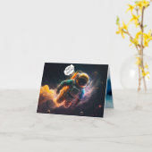 Astronaut Verjaardag Gevouwen Wenskaart Kaart (Gele Bloem)