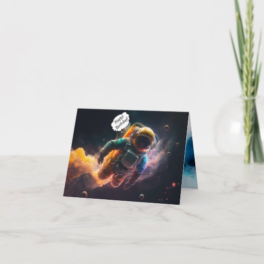 Astronaut Verjaardag Gevouwen Wenskaart Kaart (Voorkant)