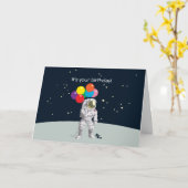 Astronaut Verjaardag Kaart (Gele Bloem)
