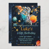 Astronaut Verjaardag, Skateboard Verjaardag, Ruimt Kaart (Voorkant / Achterkant)