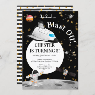 Astronaut Verjaardag Uitnodiging Ruimte Uitnodigin