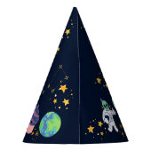 Astronaut verjaardagsfeestje in de ruimte feesthoedjes (Achterkant)