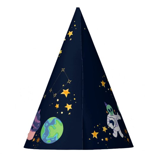 Astronaut verjaardagsfeestje in de ruimte feesthoedjes (Achterkant)