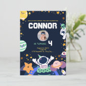 Astronaut verjaardagsfeestje in de ruimte kaart (Staand voorkant)