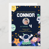 Astronaut verjaardagsfeestje in de ruimte kaart (Voorkant / Achterkant)