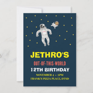 Astronaut verjaardagsuitnodiging aankondiging