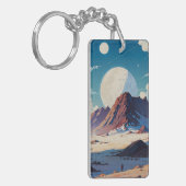 Astronaut verkent een uitgestrekte buitenaardse wo sleutelhanger (Voorkant Links)