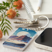 Astronaut verkent een uitgestrekte buitenaardse wo sleutelhanger (Voorkant Rechts)