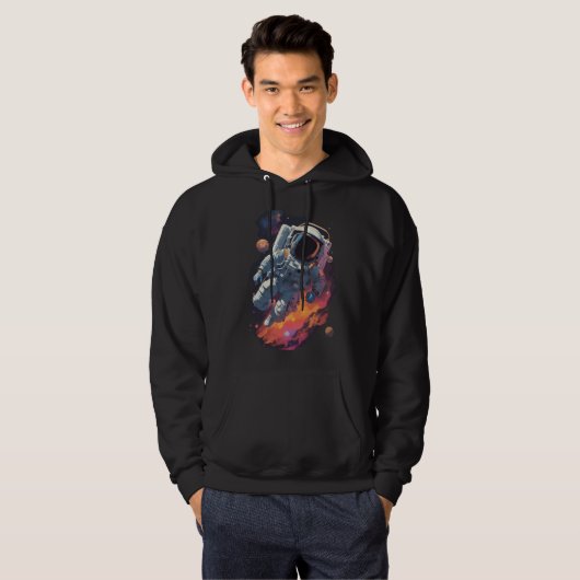 Astronaut Verloren in Galaxy Achtergrond Hoodie (Voorkant volledig)