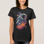 Astronaut Verloren in Galaxy Achtergrond T-shirt (Voorkant)