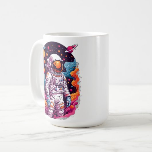 Astronaut verloren in sterrenstelsel koffiemok (Voorkant links)