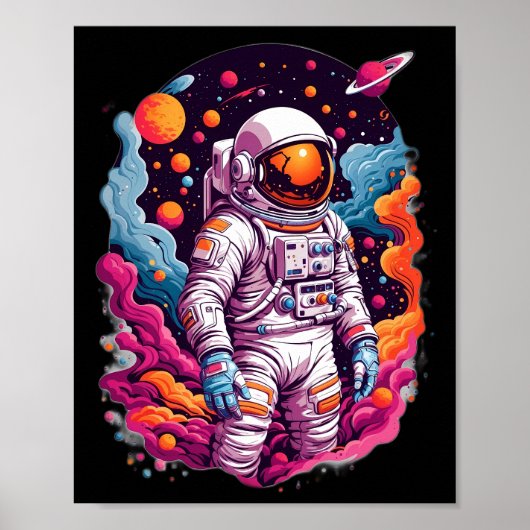 Astronaut verloren in sterrenstelsel poster (Voorkant)