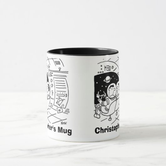 Astronaut verraste om post te zien. Naam toevoegen Mok (Midden)