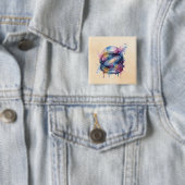 Astronaut Vierkante Button 5,1 Cm (In situ)
