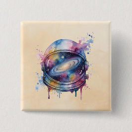 Astronaut Vierkante Button 5,1 Cm