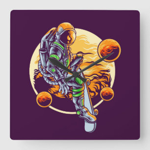 Astronaut  vierkante klok