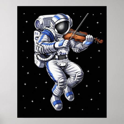 Astronaut Vioolspeler Poster (Voorkant)