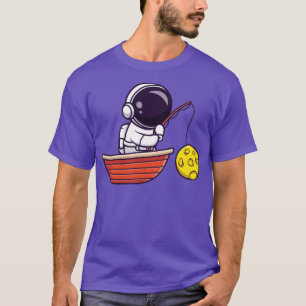 Astronaut vist de maan met boot Cartoon T-shirt