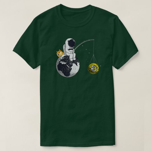 Astronaut Vist Dopostes in Crypto Currency Moon Ho T-shirt (Design voorkant)