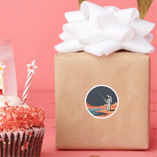 Astronaut Vist Galaxy Space Party Rocket Ronde Sticker (Feest)