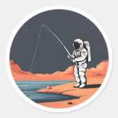 Astronaut Vist Galaxy Space Party Rocket Ronde Sticker (Voorkant)