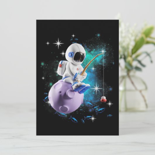 Astronaut Vist in buitenruimtescheiding Save The Date (Staand voorkant)