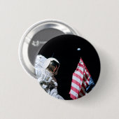 ASTRONAUT, VLAG EN AARDE VAN DE VS RONDE BUTTON 5,7 CM (Voorkant /achterkant)