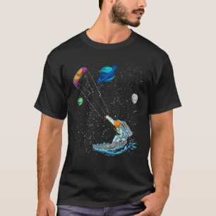 Astronaut Vlieger Kiteboarden Kitesurfen Surfen Re T-shirt
