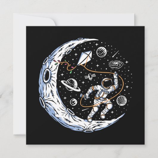 Astronaut vliegt met een vlieger op de maan (Voorkant)