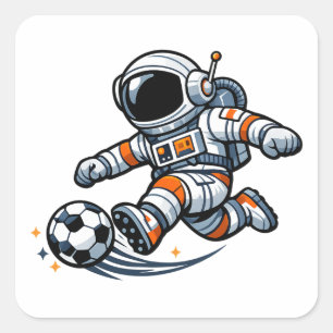 Astronaut Voetbal Vierkante Sticker