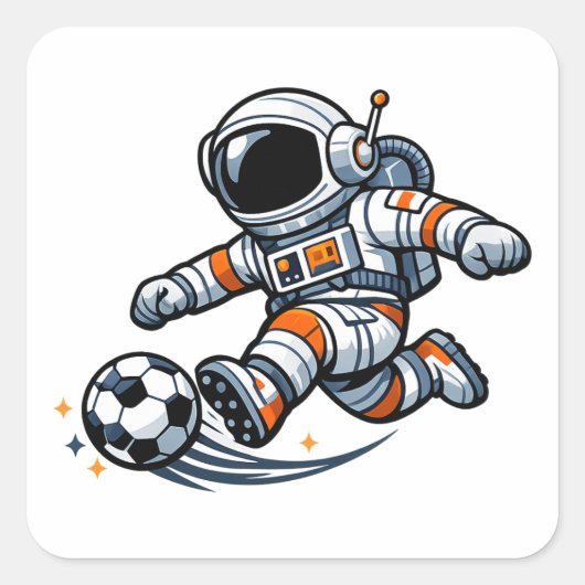 Astronaut Voetbal Vierkante Sticker (Voorkant)