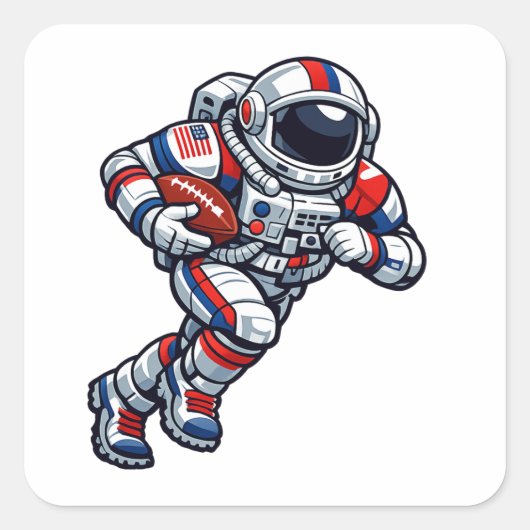 Astronaut Voetbal Vierkante Sticker (Voorkant)