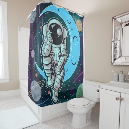 astronaut volledige kleur douchegordijn (In situ)