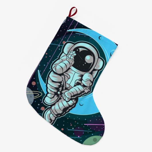 astronaut volledige kleur grote kerstsok (Voorkant (Hangend))