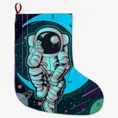 astronaut volledige kleur grote kerstsok (Voorkant)