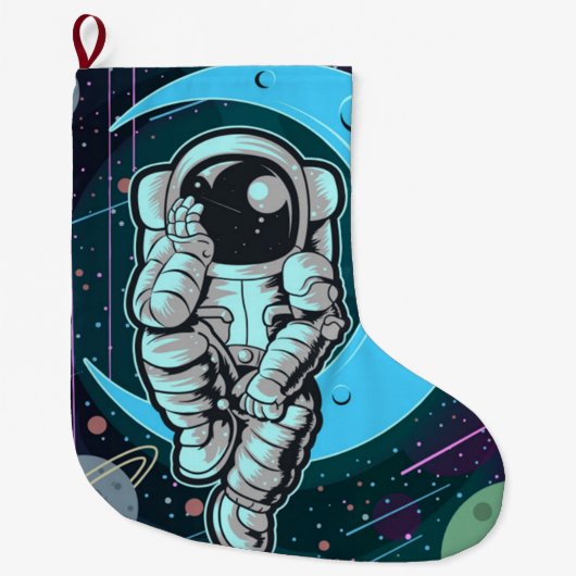 astronaut volledige kleur grote kerstsok (Voorkant)