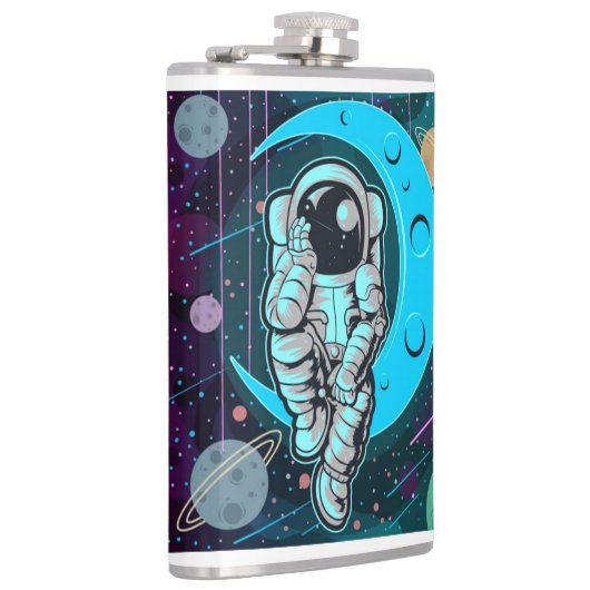 astronaut volledige kleur heupfles (Rechts)
