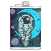 astronaut volledige kleur heupfles (Voorkant)