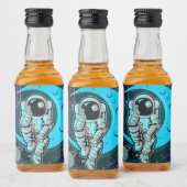 astronaut volledige kleur likeurfles etiket (Flessen)