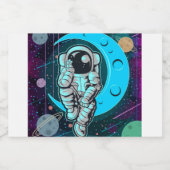 astronaut volledige kleur likeurfles etiket (Enkel label)