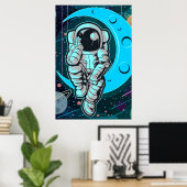 astronaut volledige kleur poster (Thuiskantoor)