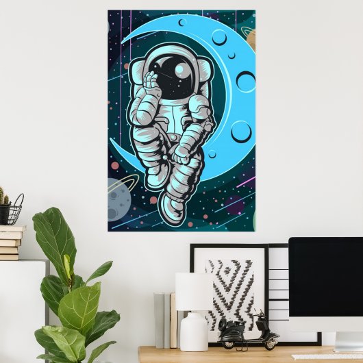astronaut volledige kleur poster (Thuiskantoor)