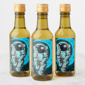 astronaut volledige kleur wijn etiket (Flessen)