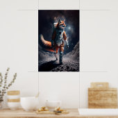 Astronaut Vos Kunstprint Grappig Dier Ruimtepak Poster (Keuken)