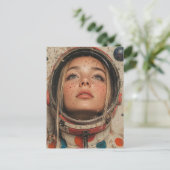 astronaut vrouw briefkaart (Staand voorkant)
