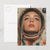 astronaut vrouw briefkaart (Voorkant / Achterkant)